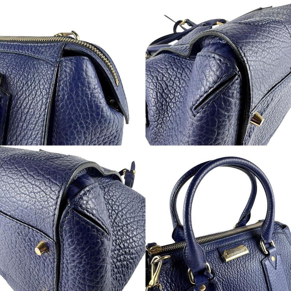 Burberry handbag shoulder bag Navy Blue leather - Picture 4 of 4